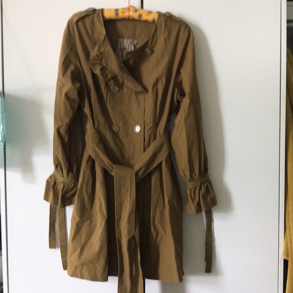 Anthropologie Twelve by Twelve Mustard Cotton Trench.